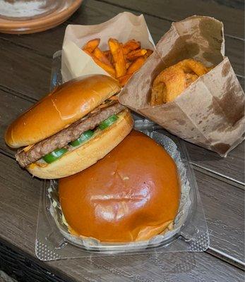 TAKE BAHN MI, PERFECTLY PREPARED ONION RINGS AND  SWEET POTATO FRIES