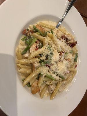 Lemon Caper Chicken Penne.  It was really good but the chicken tastes and looks like it was frozen.