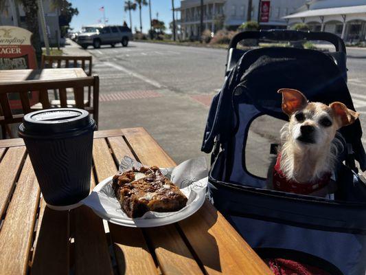 Peanut butter, chocolate, marshmallow brownie & latte! What a lovely spot for a coffee stop.