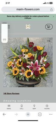 Sample of flower design with mentions of 140 great reviews