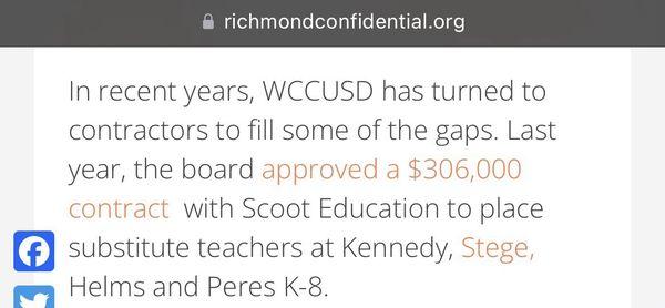 WCCUSD was sued by State of CA 7/19/24 for teacher vacancies and violation of student's rights.