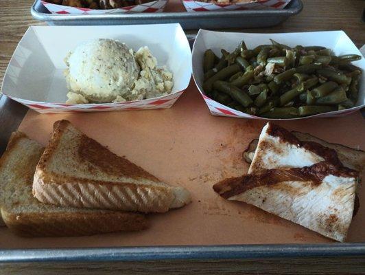 Lunch special smoked turkey potato salad and green beans