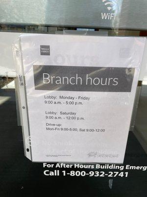 Branch hours