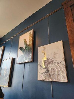 Art in the dining area.