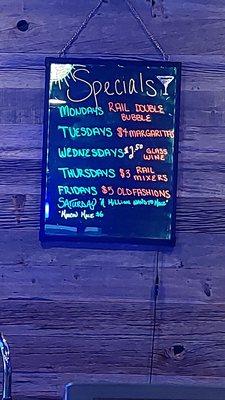 Daily drink specials