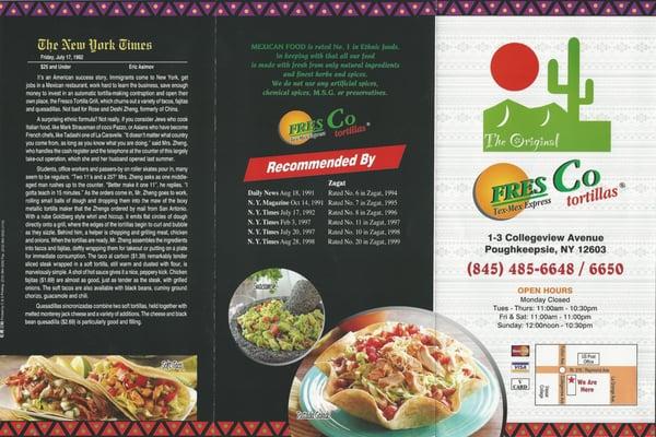 Fresco Tortillas Menu - Outside (2016)