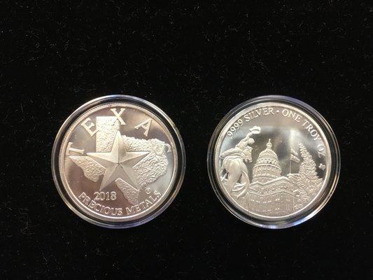 1 oz TEXAS Silver Rounds