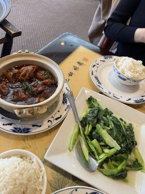 Three cup chicken and Chinese broccoli