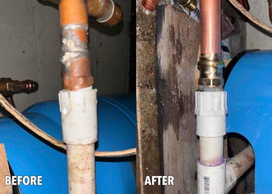 Pipe Leak - Before & After