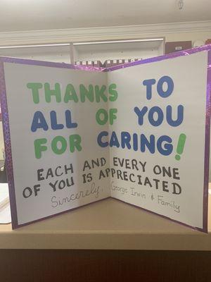 A big thank you card!