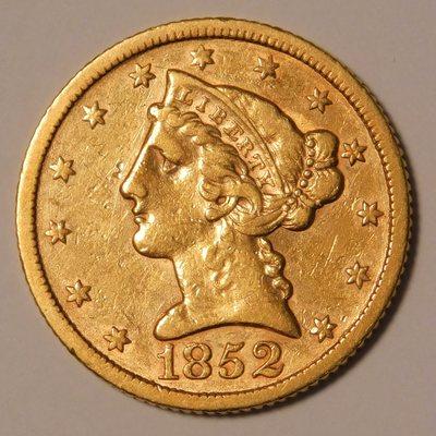 1852 $10 Gold Eagle American Minted Obverse side with 13 Stars Minted from 90% Gold Bullion Pre-1933 Old Gold Coin