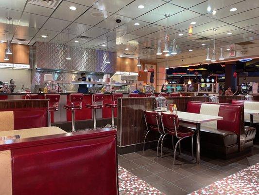 Inside of Johnny Rockets.