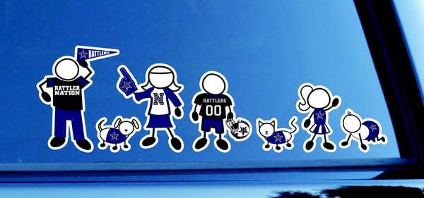 Navasota Rattler family window stickers available, just $7