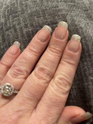 French Manicure with a little sparkle.