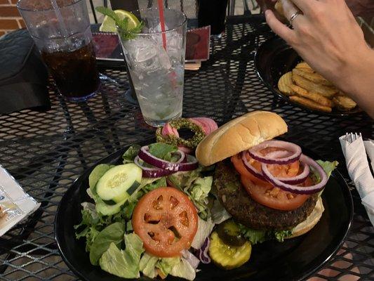 Black Bean Burger and side salad (no croutons or cheese)