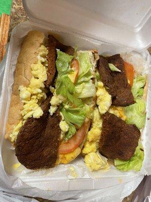 Hot sausage breakfast poboy