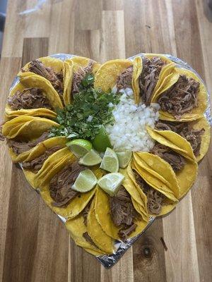 Heart Taco platter- Carnitas