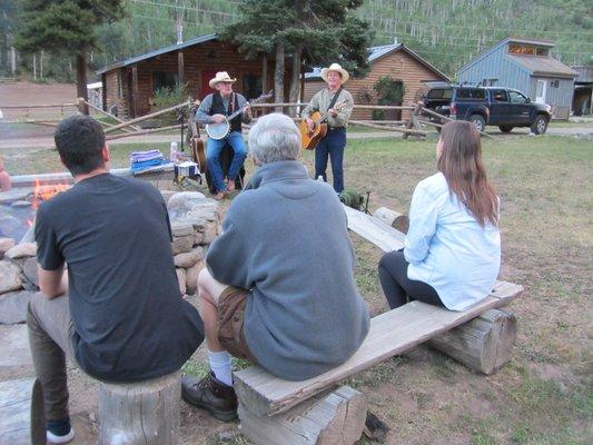 Yampa Valley Boys perform at the campfire at the Elk River Guest Ranch