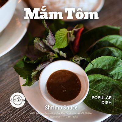 Mắm Tôm - Shrimp Sauce. Served together with Heo Riềng Sả.