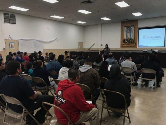 Our attorney, Lisa Ramirez hosting an informational community forum at a local parish in Santa Ana.