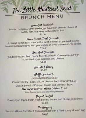 They're brunch menu with yummy food and the prices are just down right perfect and the way it should be