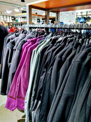 Racks and racks of fleece jackets