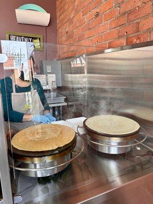 Our fresh crepes being made on the spot