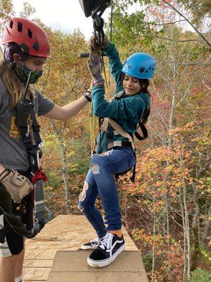 Photo of daughter on zip line