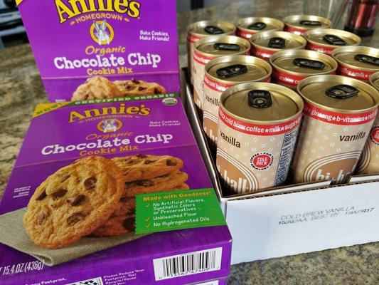 Great finds! Organic chocolate chip cookie mix, Iced coffee drinks