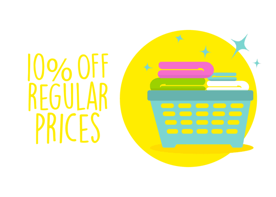 Your set it and forget it laundry plan allows you to save 10% off regular pricing.