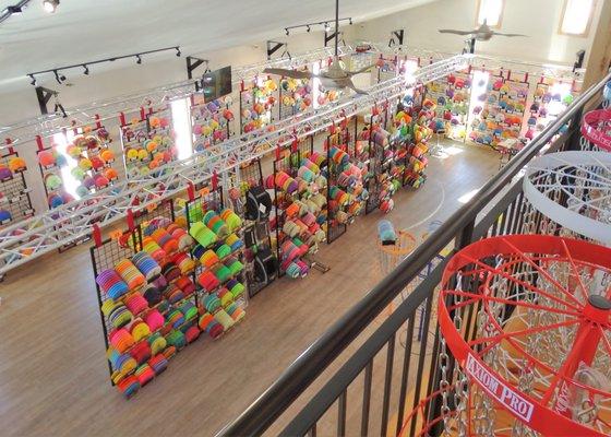 The fully stocked, two level, streamlined Pro Shop is well lit and features Discmania and Innova products