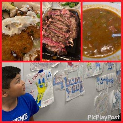 Green fried tomatoes, gumbo, and cowboy steak