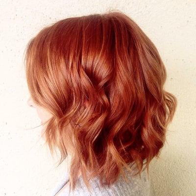 Beautiful Copper Rose Balayage Lob Hair by Ashley!!!