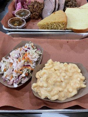 Mac and cheese and cider slaw