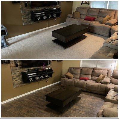 Living room before & after