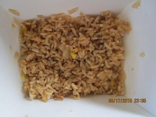 Fried rice. Nothing but rice...just soy sauce added to white rice