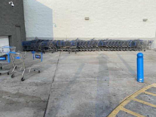 Shopping carts stored outside unavailable for customer use