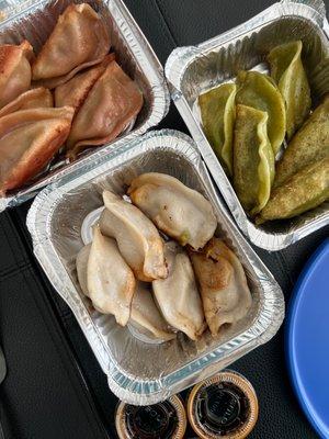 3. Vegetable Pan-Fried Dumpling, D1. Chive and Pork Boiled Dumplings, F2. Chicken and Basil Pan-Fried Dumplings