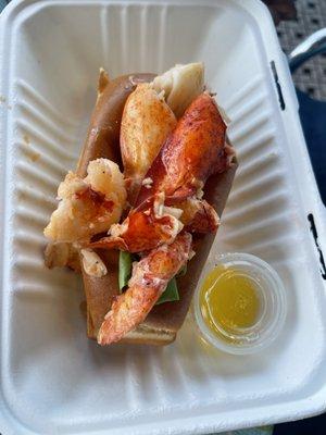 Warm Connecticut style lobster roll