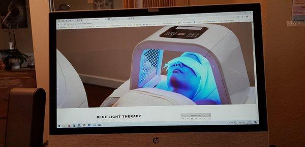 Blue light treatment for bacterial skin infections, scar healing and help handling SAD, Seasonal Affective Disorder.