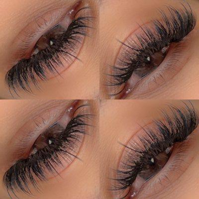 Wispy wet set lash extensions