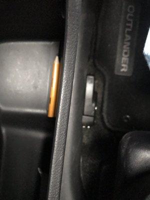 Pencil left behind in the driver's side door compartment