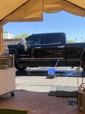 My Noah being hand washed. I am very happy. I took my car here on a whim. These guys are legit.