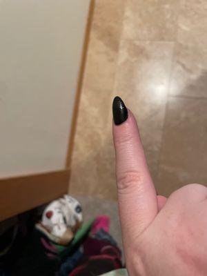 Nail with no clear coat and gel lifted off