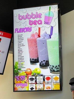 Bubble Tea Menu