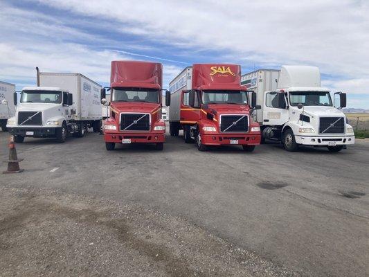 Couple of the skyway trucks that we used as students red trucks are automatic white ones are standard