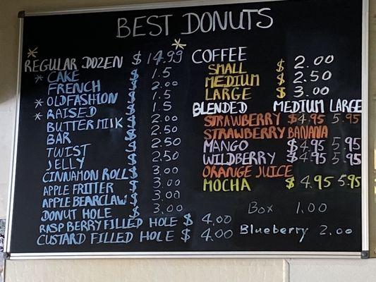 Donut Menu (April 2022)