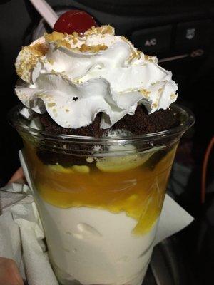 Brownie butterscotch sundae