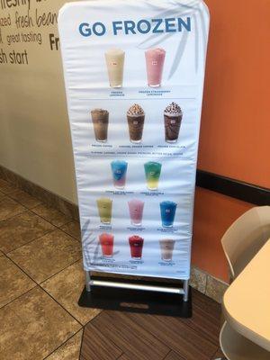 Many Frozen drinks to choose from.