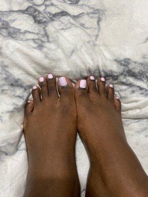 Messy toe nail polish